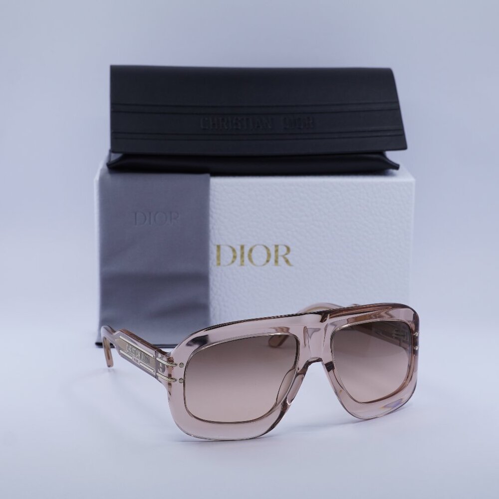 Dior DIORSIGNATURE M1U 40F1 Aviator Sunglasses - Transparent Pink/Roviex